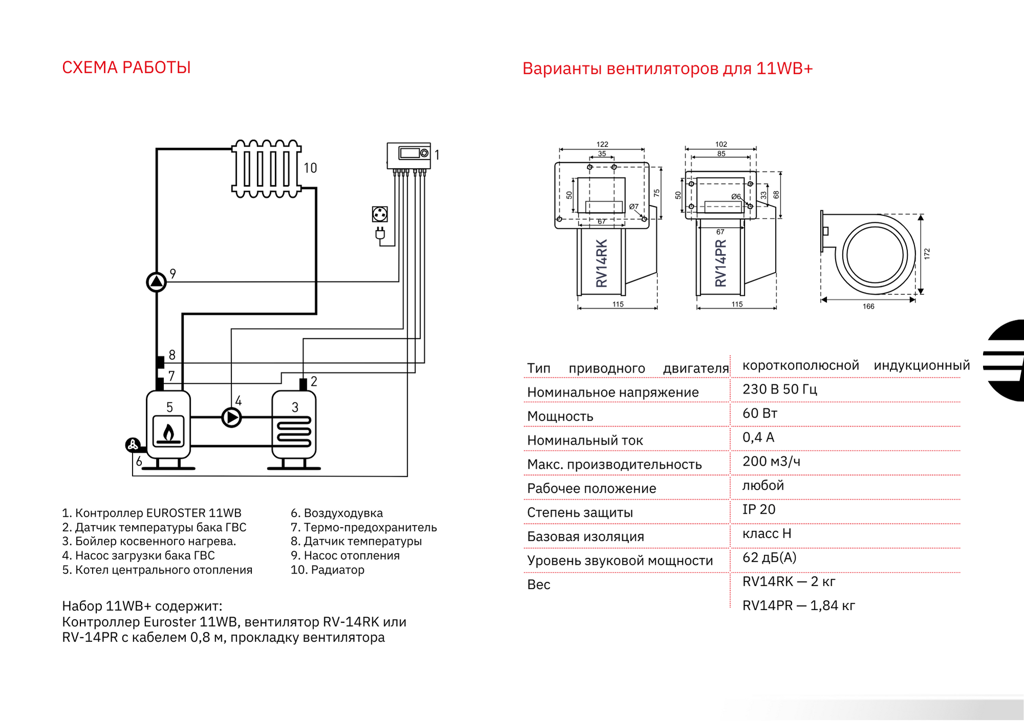 Схема монтажа Euroster 11WB