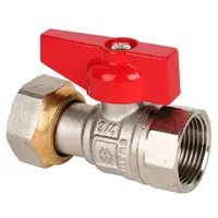 Кран латунный шаровой MVI BV.530, DN 15 PN 40, никелированный, полнопроходной, бабочка, муфта-накидная гайка