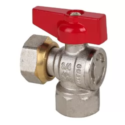 Кран латунный шаровой MVI BV.532, DN 15 PN 40, угловой, никелированный, полнопроходной, бабочка, муфта-накидная гайка купить